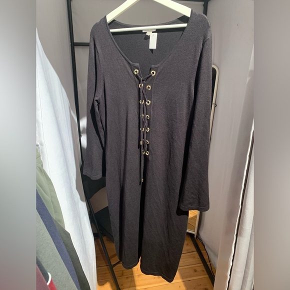 Calvin Klein Dresses & Skirts - Calvin Klein Black Lace-Up Long Sleeve Dress